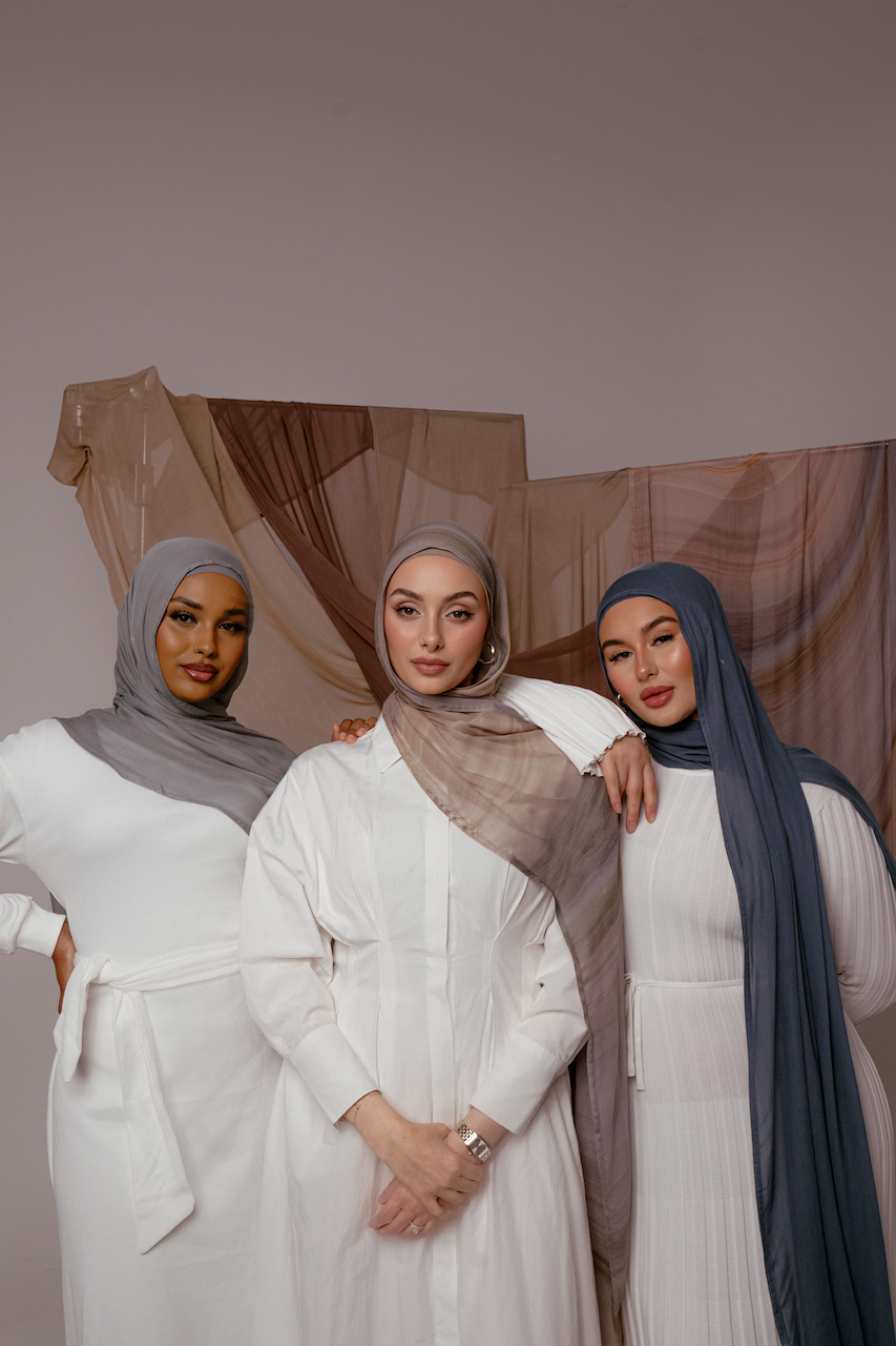 Slate Hijab With Matching Under Cap