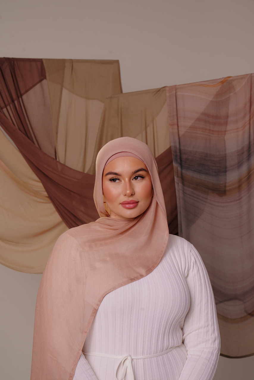 Blush Hijab With Matching Ninja Cap