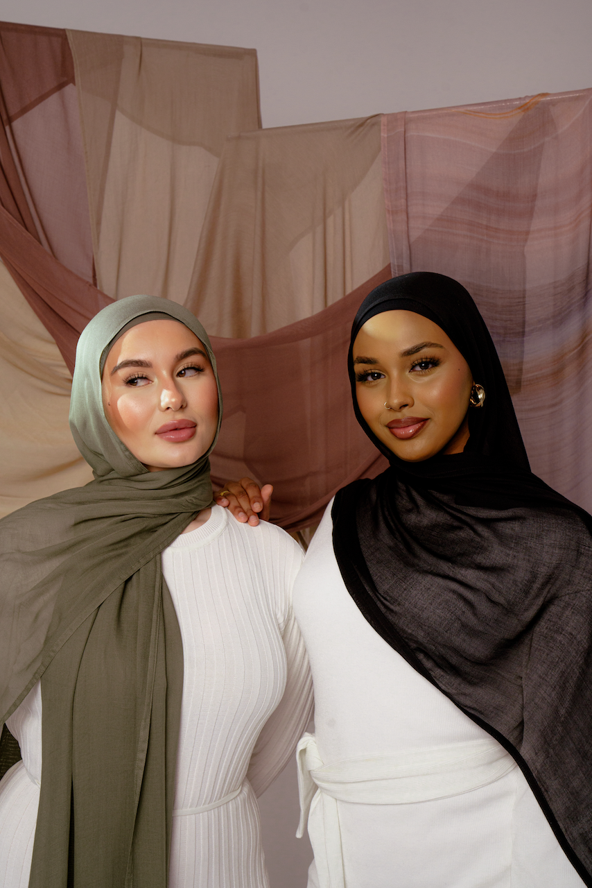 Olive Hijab With Matching Under Cap