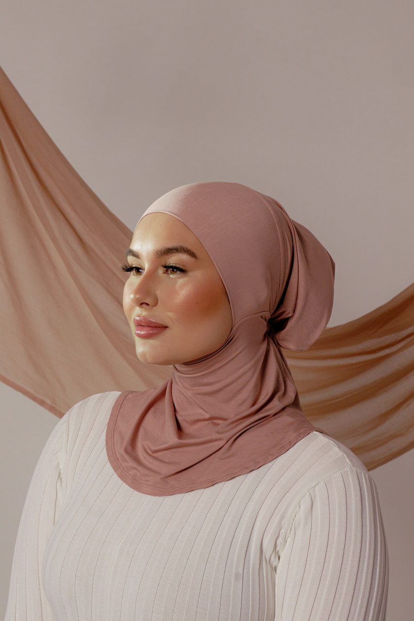 Blush Hijab With Matching Ninja Cap