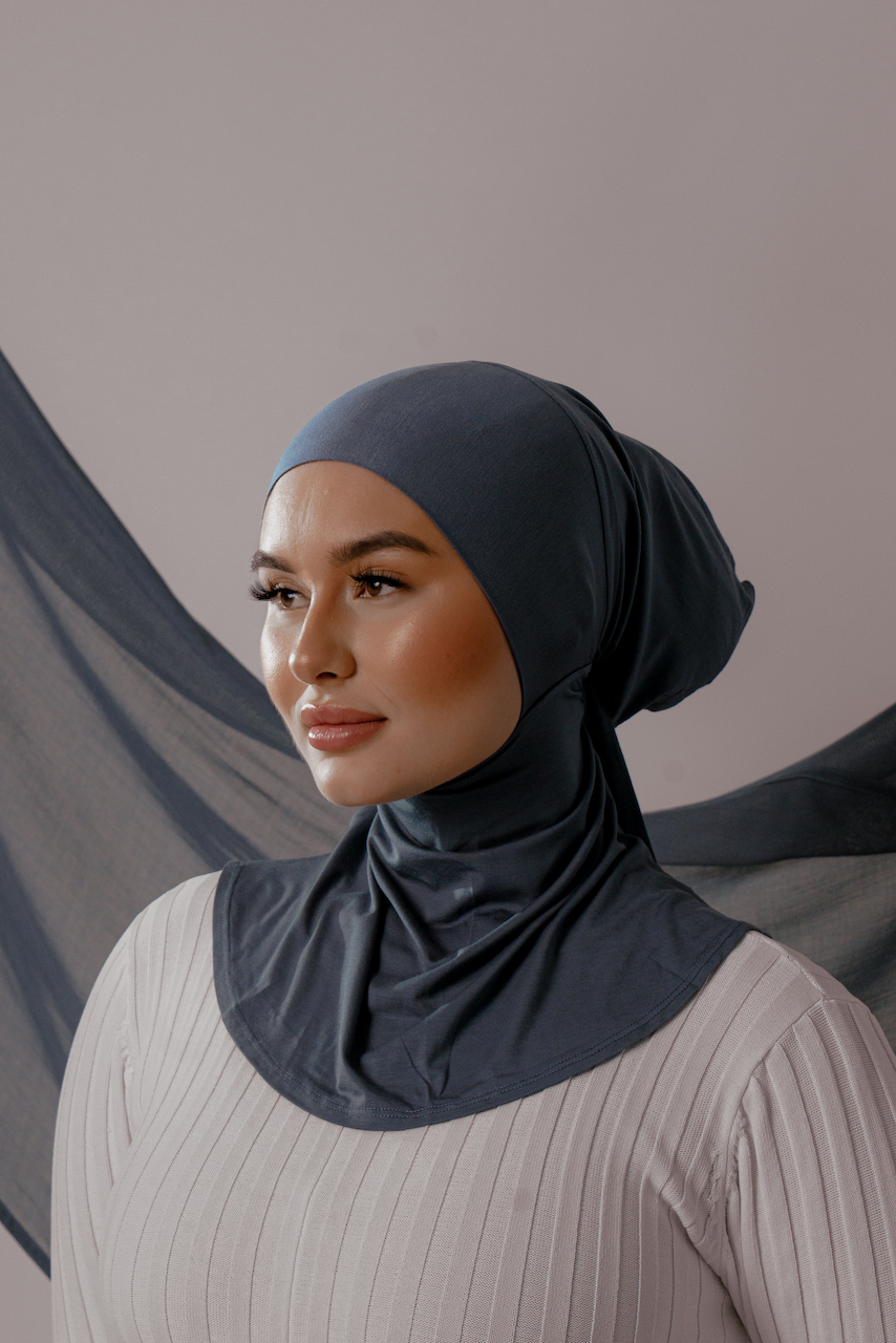 Slate Hijab With Matching Ninja Cap