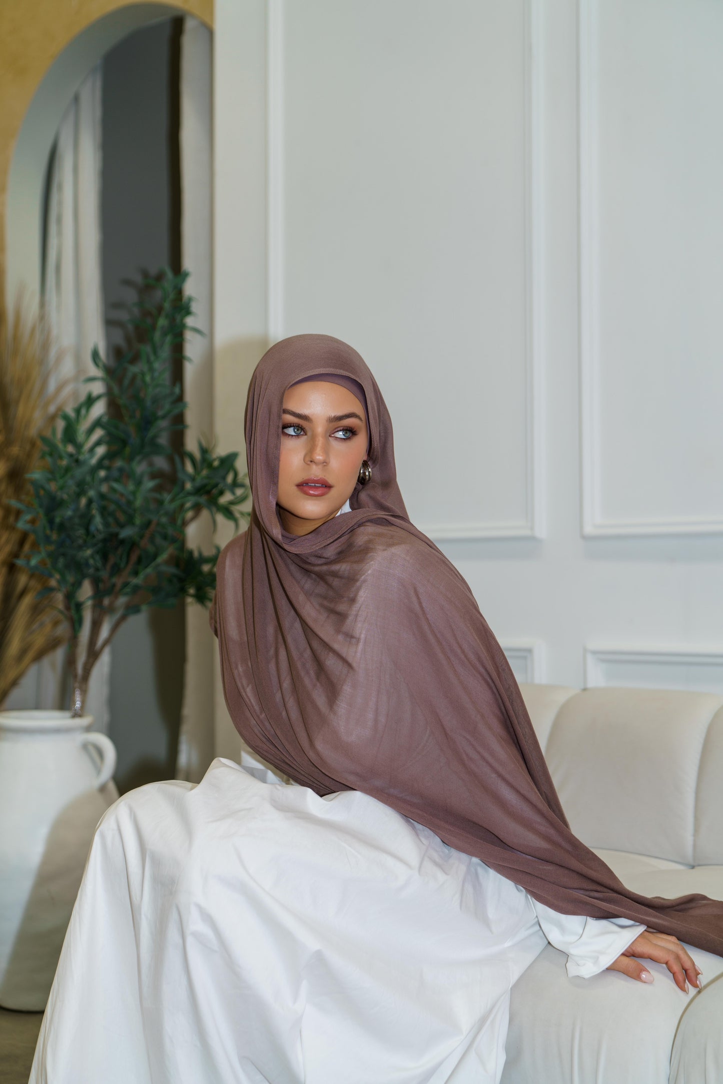 Chestnut Hijab With Matching Under Cap
