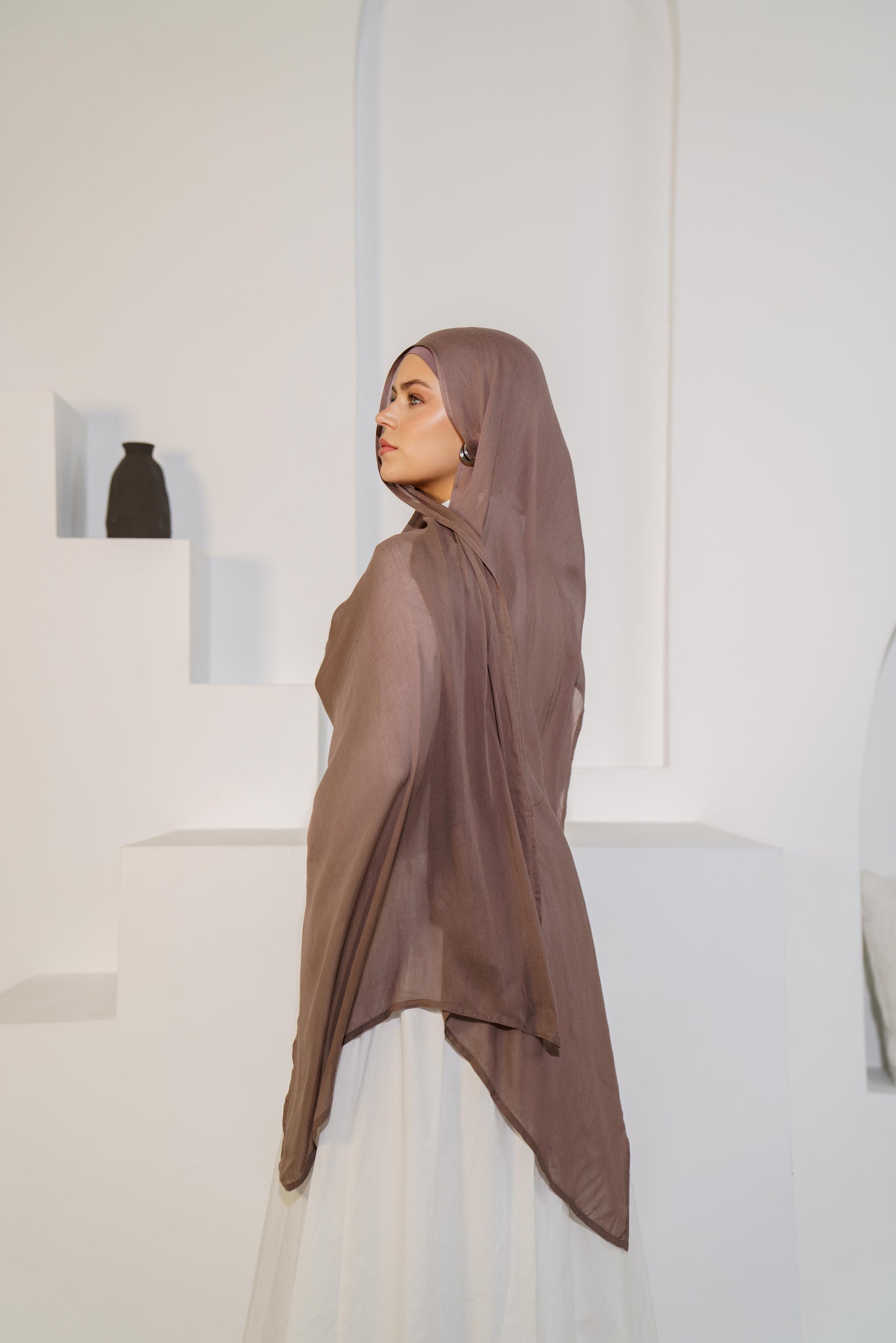 Chestnut Hijab With Matching Under Cap