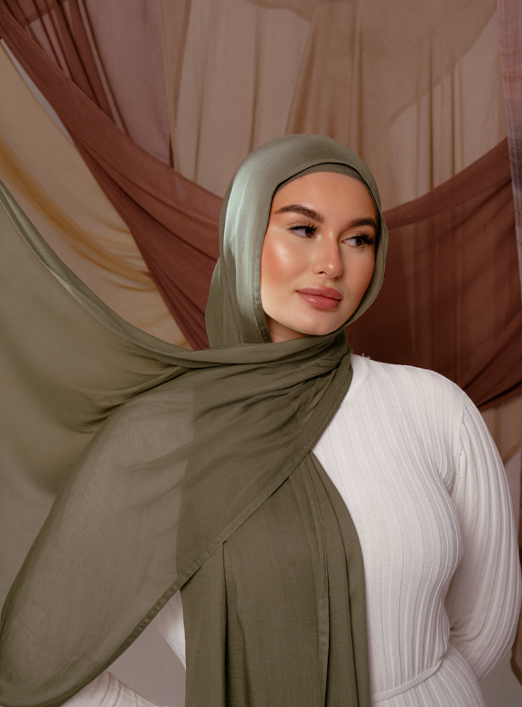 Olive Hijab with Matching Ninja Cap
