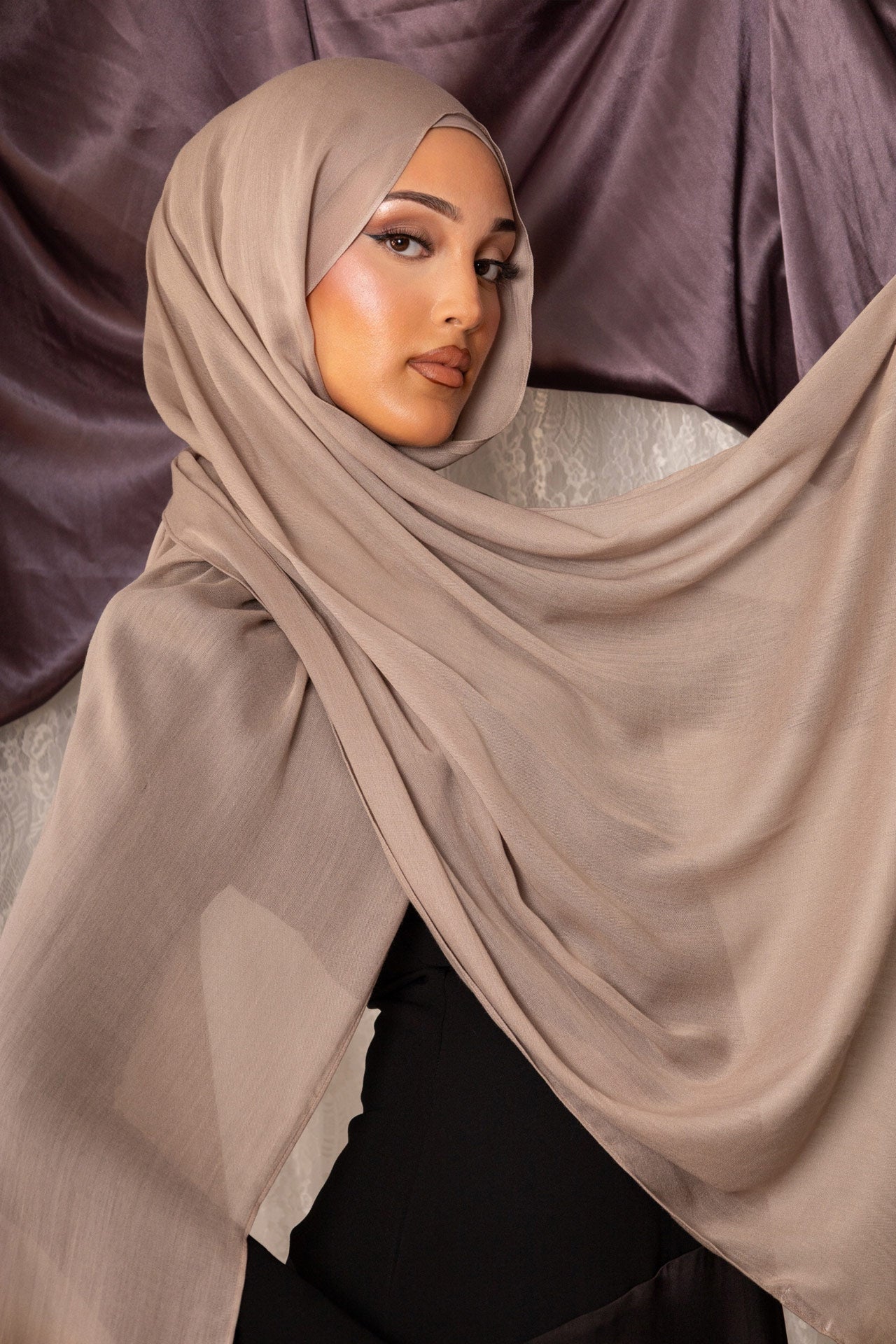 Taupe Hijab with Matching Under Cap