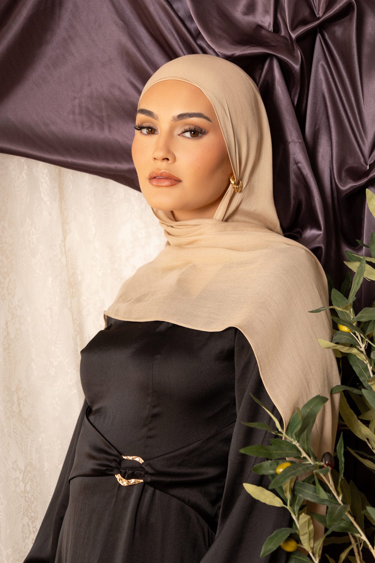 Cream Hijab with Matching Under Cap