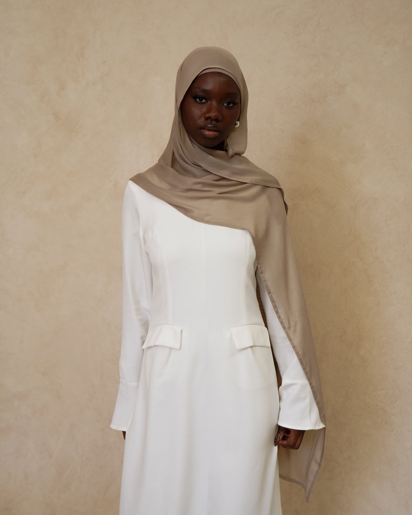 Latte Hijab With Matching Under Cap