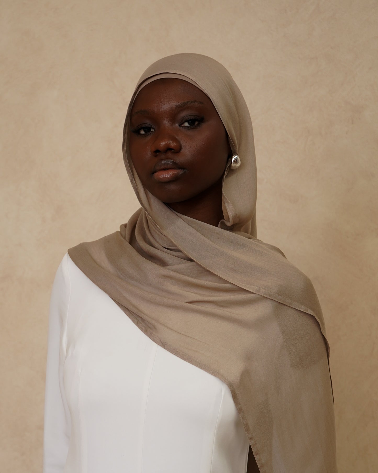 Latte Hijab With Matching Under Cap