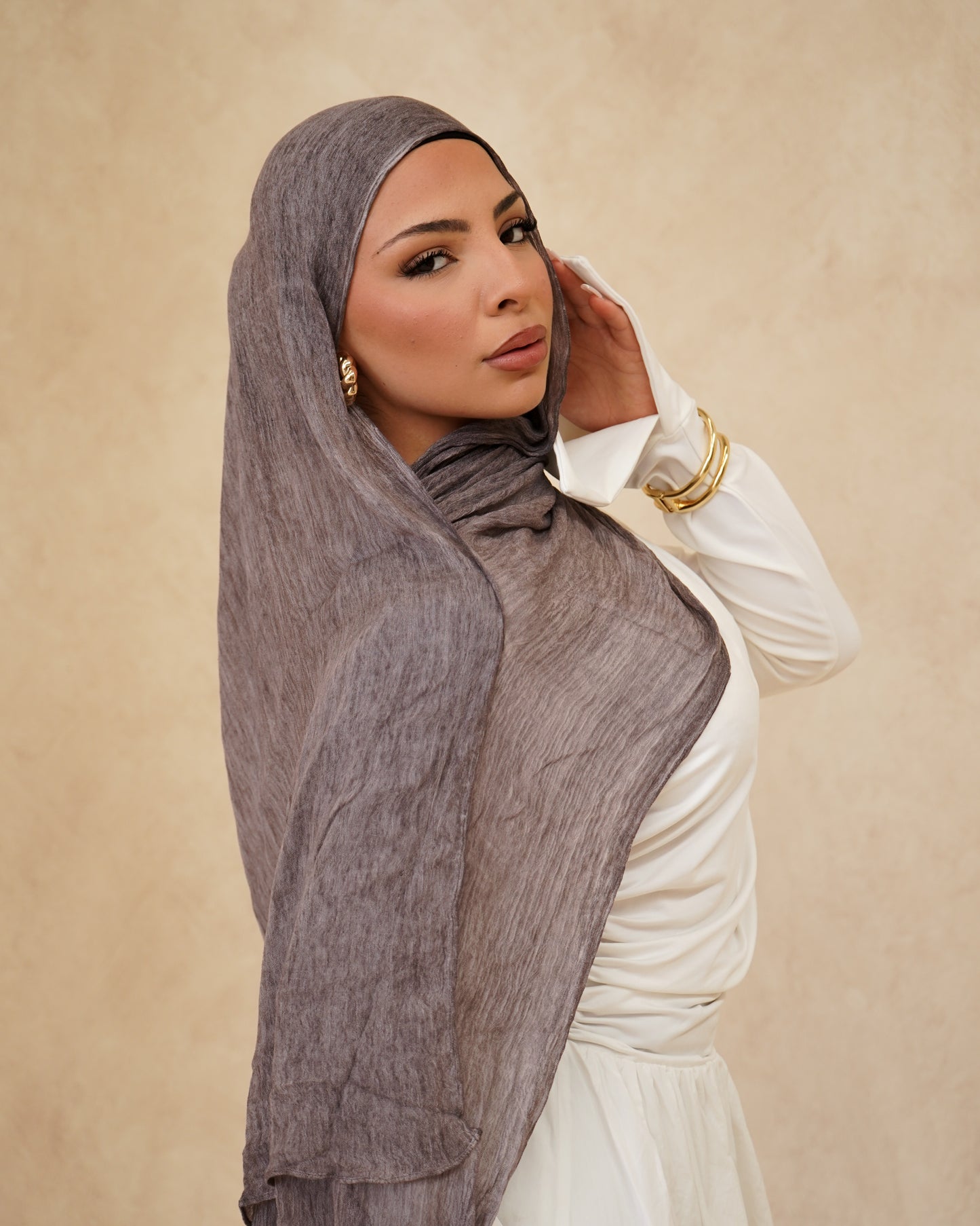 Taupe Textured Hijab